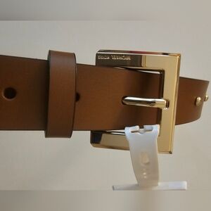 Michael Kors Tan Leather Belt with Gold Buckle
